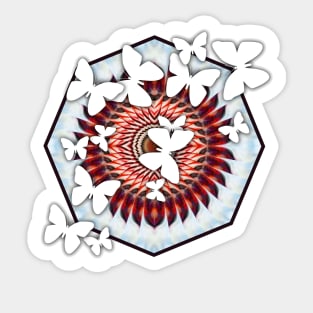 White butterflies on windmill kaleidoscope Sticker